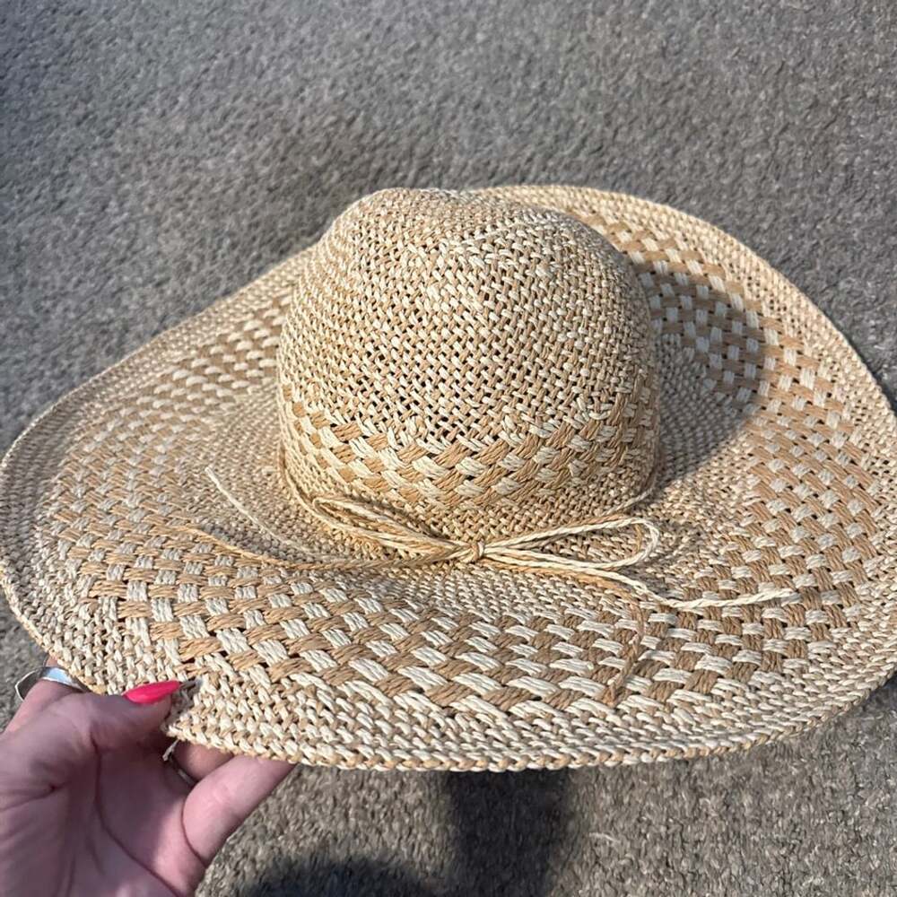 World Market Wide Brim Straw Sun Hat with Bow